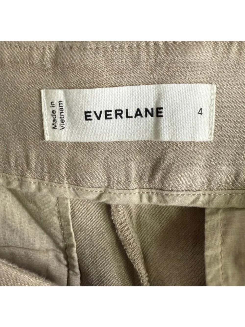 Everlane The Wide-Leg Pant in Stretch Linen Trench Coat Khaki Trousers Size 4